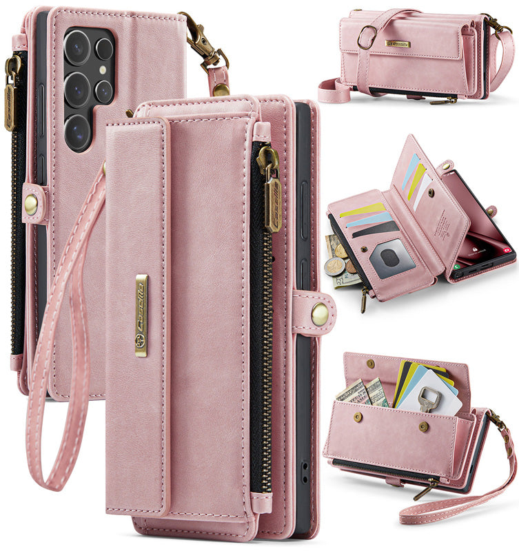 Caseme Crossbody Leather Wallet RFID Phone Case Pink