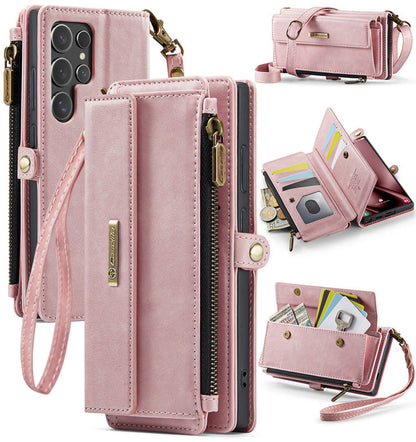 Caseme Crossbody Leather Wallet RFID Phone Case Pink