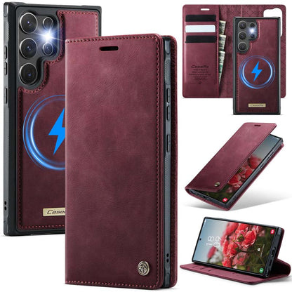 Caseme Leather Magnetic Flip Detachable Wallet Phone Case Red Wine