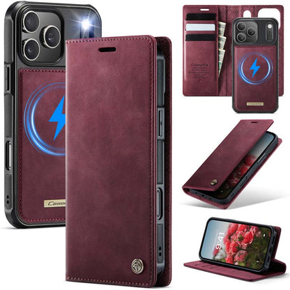 Caseme Leather Magnetic Flip Detachable Wallet Phone Case Red Wine