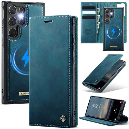 Caseme Leather Magnetic Flip Detachable Wallet Phone Case Blue Green