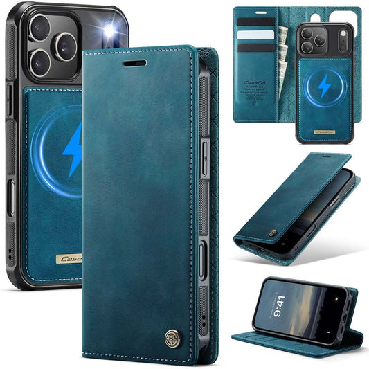 Caseme Leather Magnetic Flip Detachable Wallet Phone Case Blue Green