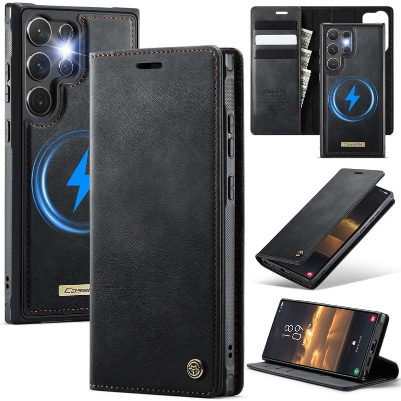 Caseme Leather Magnetic Flip Detachable Wallet Phone Case Black
