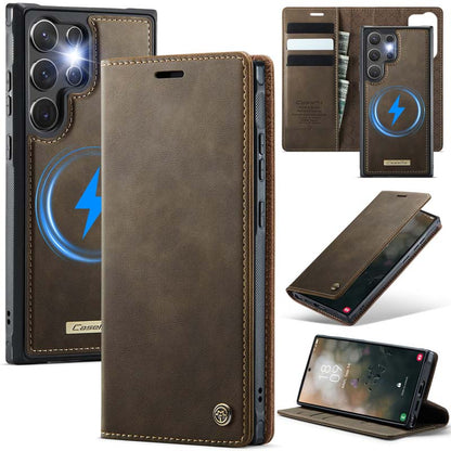 Caseme Leather Magnetic Flip Detachable Wallet Phone Case Brown