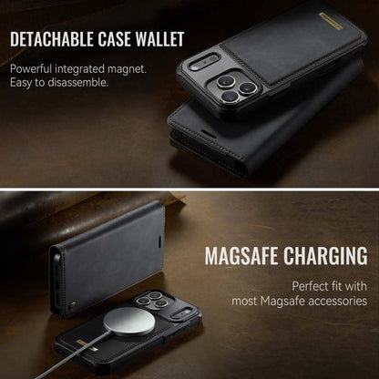Caseme Leather Magnetic Flip Detachable Wallet Phone Case Black