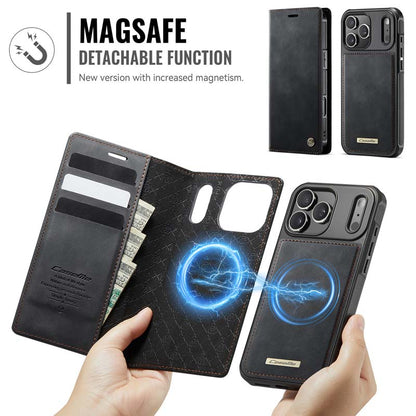 Caseme Leather Magnetic Flip Detachable Wallet Phone Case Black