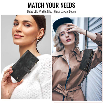 CaseMe Retro Zipper Wallet Case Black