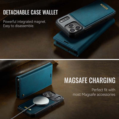 Caseme Leather Magnetic Flip Detachable Wallet Phone Case Blue Green