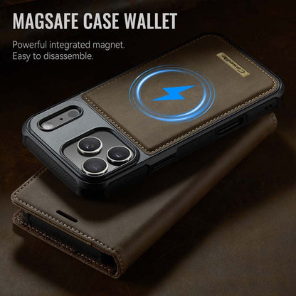 Caseme Leather Magnetic Flip Detachable Wallet Phone Case Brown