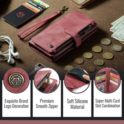 CaseMe Retro Zipper Wallet Case Red