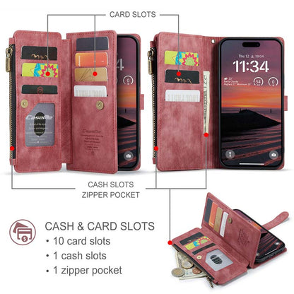 CaseMe Retro Zipper Wallet Case Red