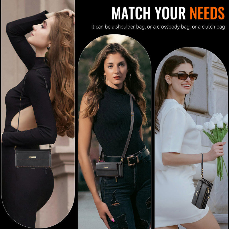 Caseme Crossbody Leather Wallet RFID Phone Case Black