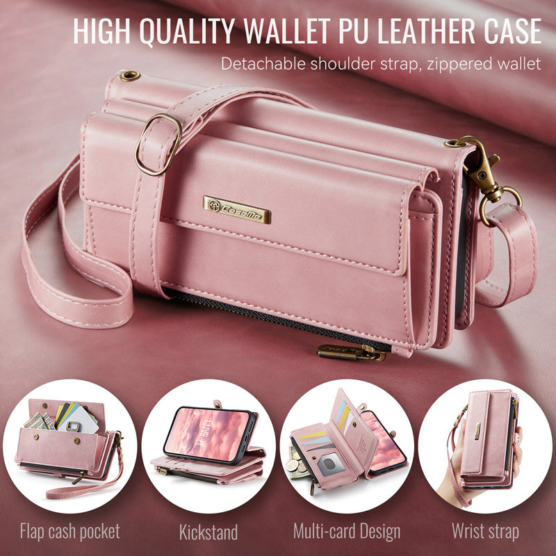 Caseme Crossbody Leather Wallet RFID Phone Case Pink