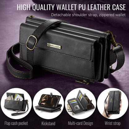 Caseme Crossbody Leather Wallet RFID Phone Case Black