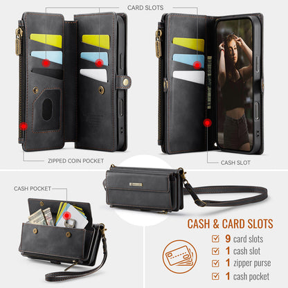 Caseme Crossbody Leather Wallet RFID Phone Case Black