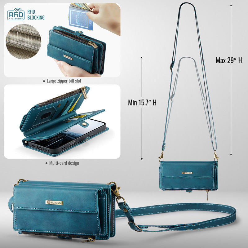 Caseme Crossbody Leather Wallet RFID Phone Case Green