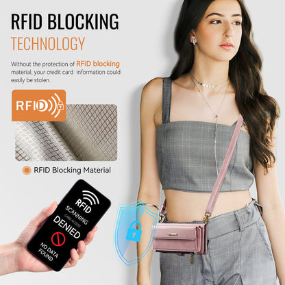 Caseme Crossbody Leather Wallet RFID Phone Case Pink