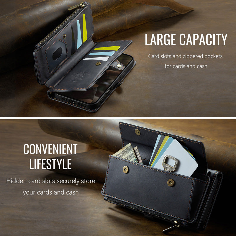 Caseme Crossbody Leather Wallet RFID Phone Case Black