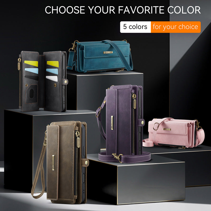 Caseme Crossbody Leather Wallet RFID Phone Case Black