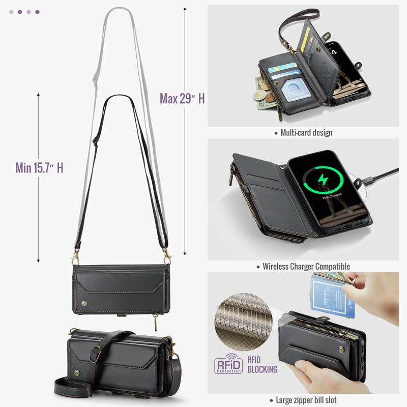 CaseMe Crossbody RFID Phone Bag Black