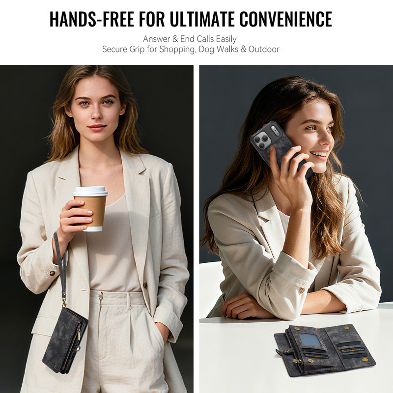 CaseMe Zipper Wallet Detachable Case Black