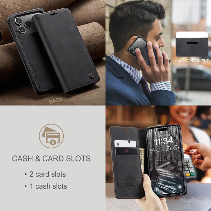 CaseMe Retro Wallet Case Black