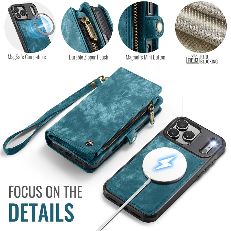 CaseMe Zipper Wallet Detachable Case Blue