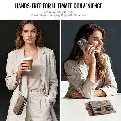 CaseMe Zipper Wallet Detachable Case Brown