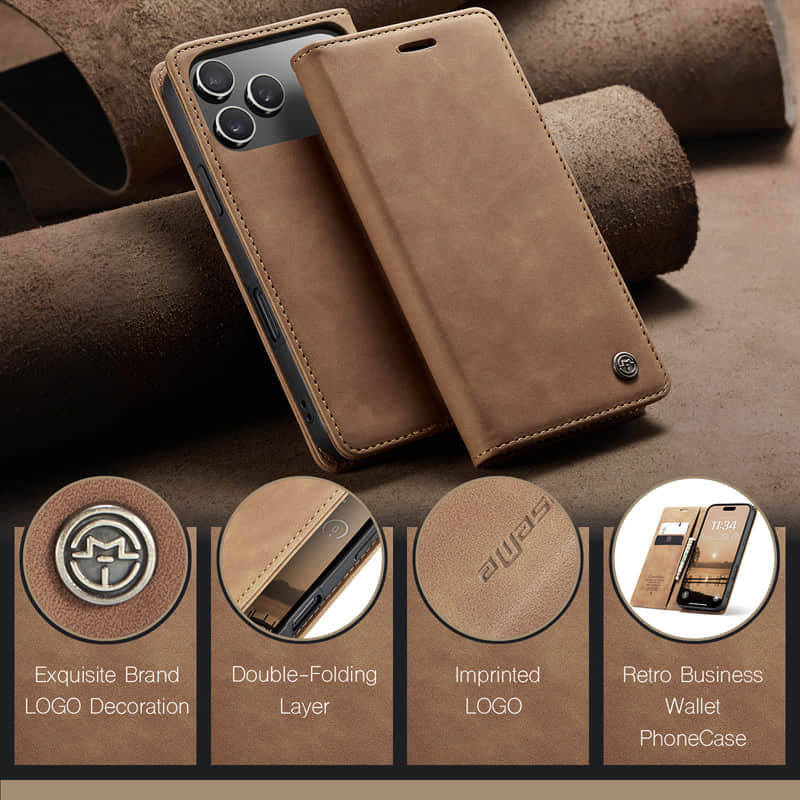 CaseMe Retro Wallet Case Brown