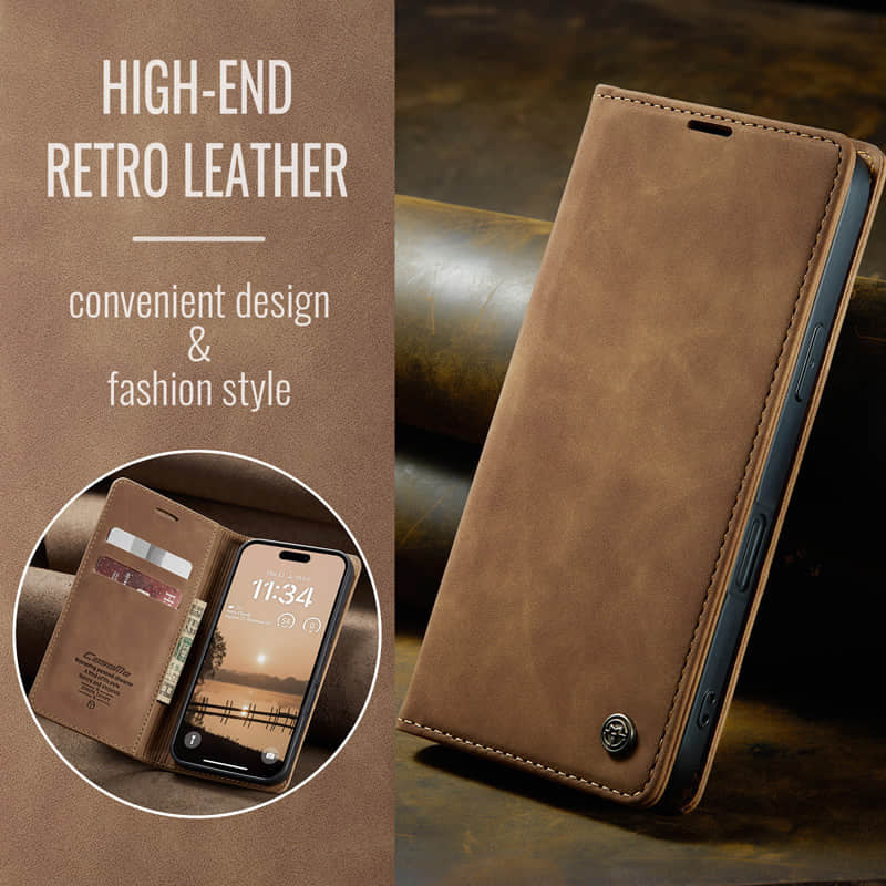 CaseMe Retro Wallet Case Brown