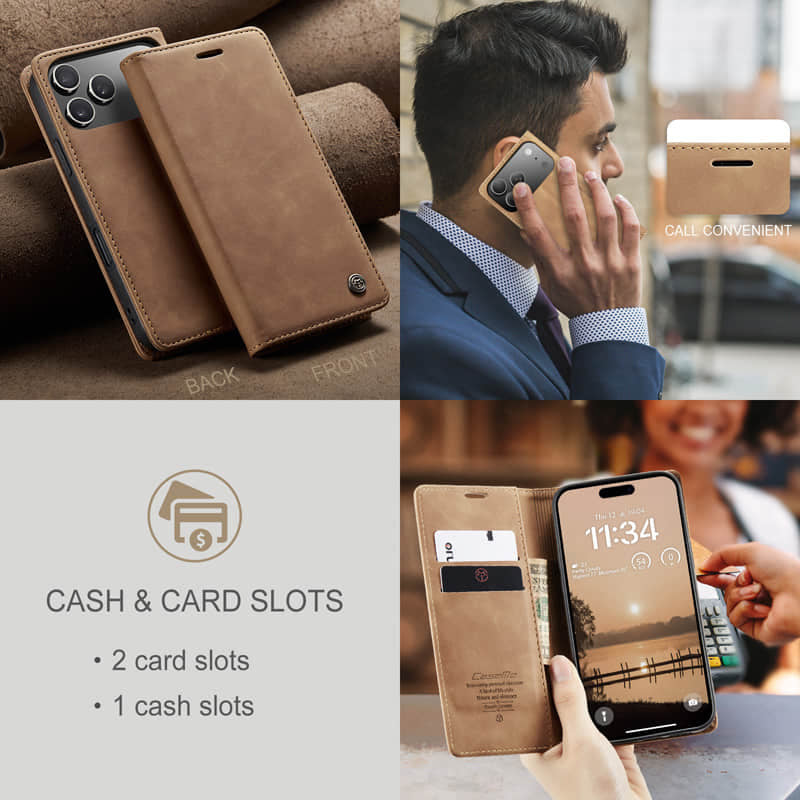 CaseMe Retro Wallet Case Brown