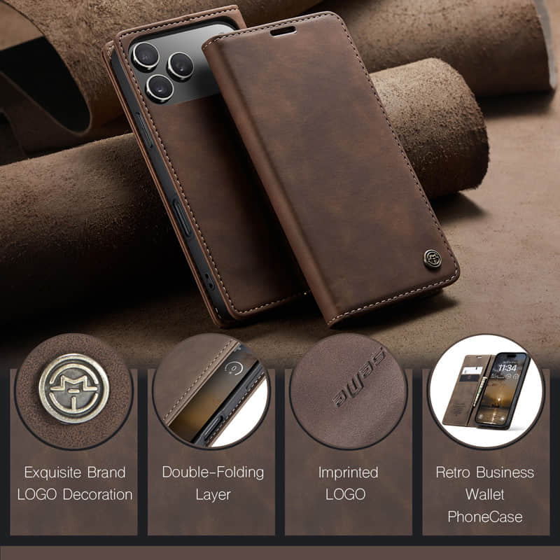 CaseMe Retro Wallet Case Coffee