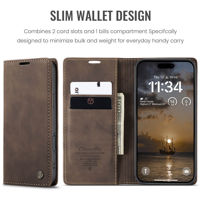CaseMe Retro Wallet Case Coffee