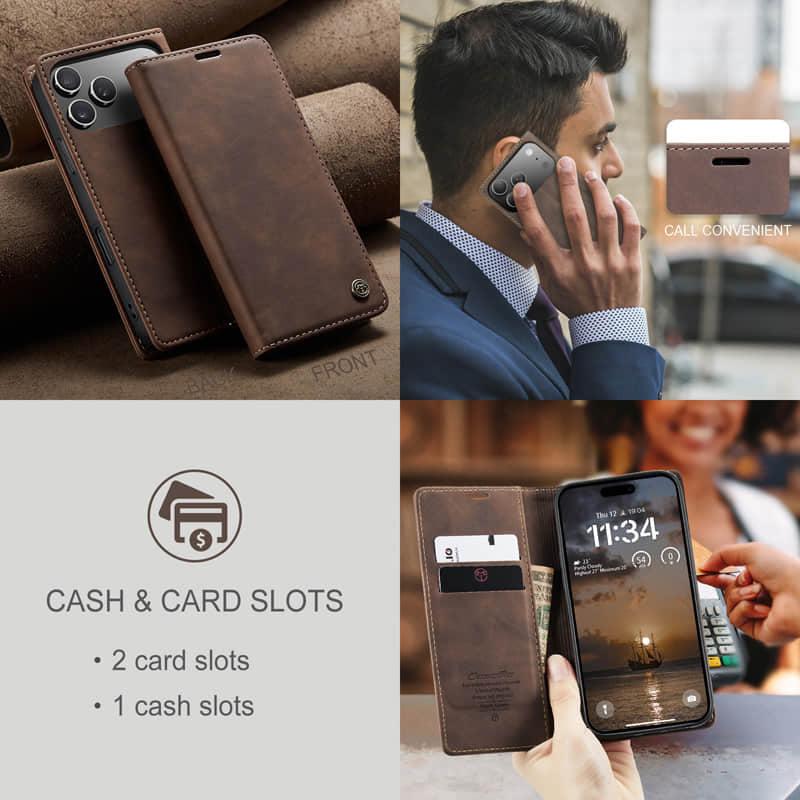 CaseMe Retro Wallet Case Coffee