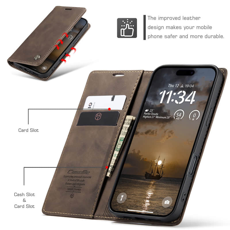 CaseMe Retro Wallet Case Coffee