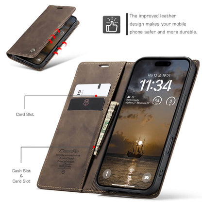 CaseMe Retro Wallet Case Coffee