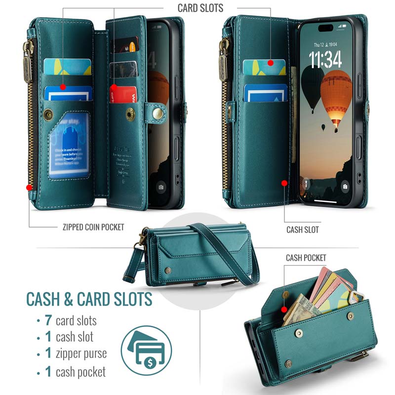 CaseMe Crossbody RFID Phone Bag Green