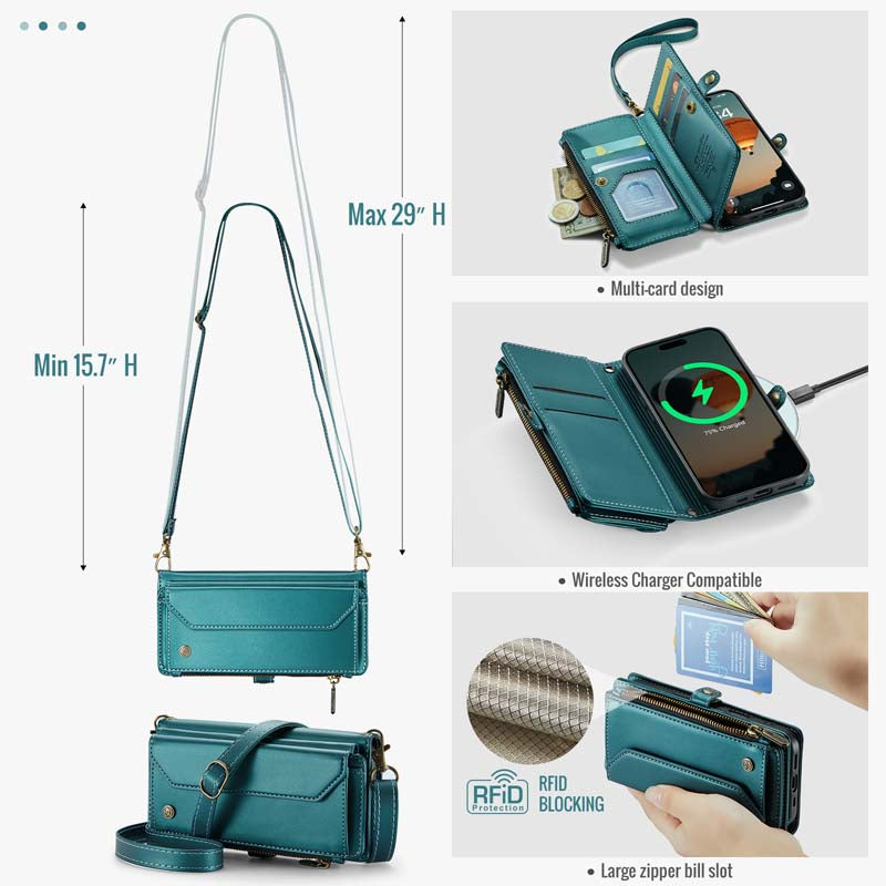 CaseMe Crossbody RFID Phone Bag Green
