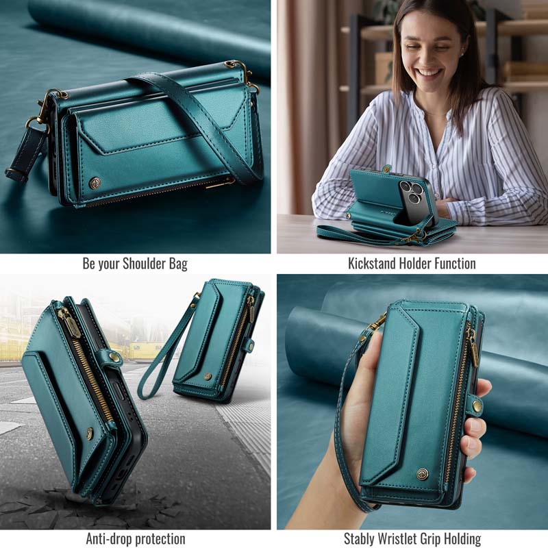 CaseMe Crossbody RFID Phone Bag Green