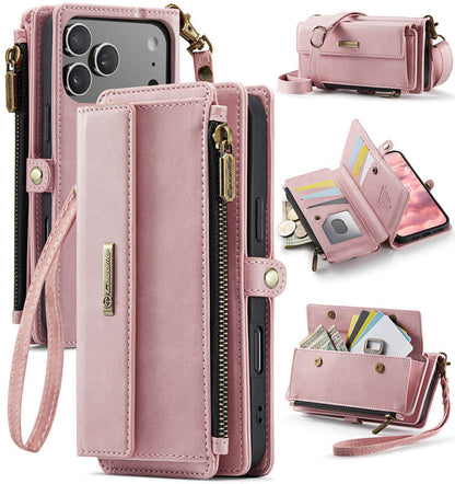 Caseme Crossbody Leather Wallet RFID Phone Case Pink