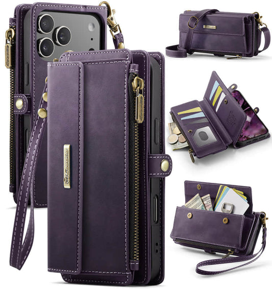 Caseme Crossbody Leather Wallet RFID Phone Case Purple