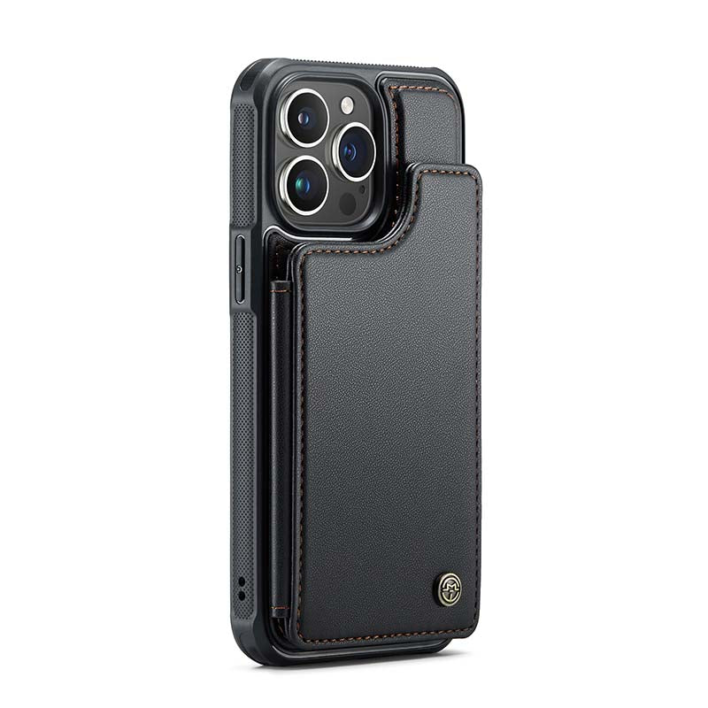 CaseMe Cardholder RFID Leather Phone Case for iPhone 15 Pro Max Black