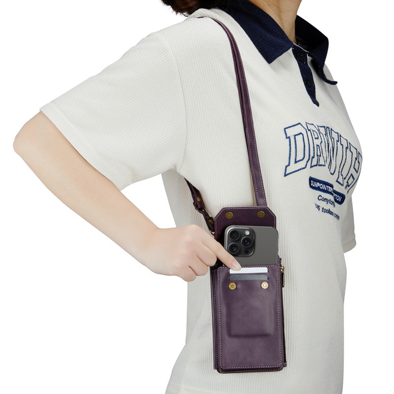 CaseMe Crossbody RFID Zipper Phone Bag Purple