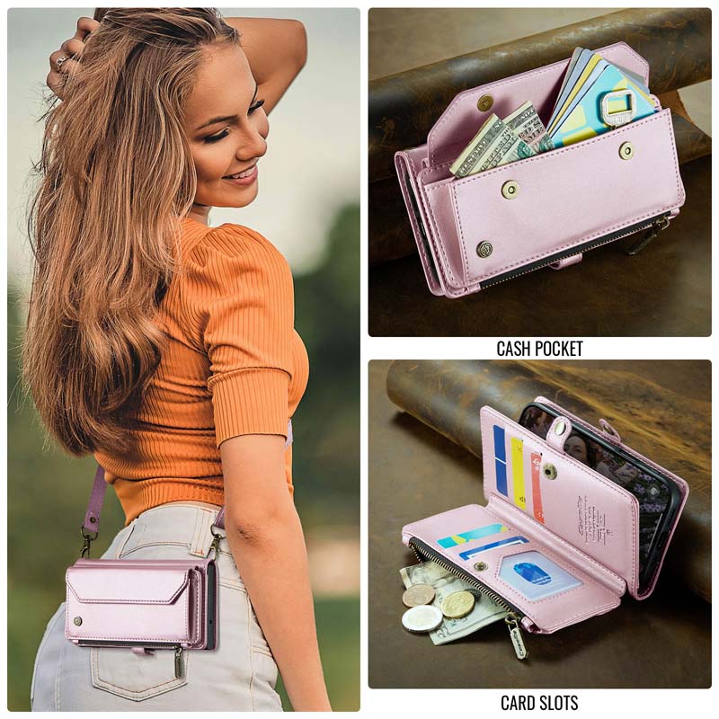 CaseMe Crossbody RFID Phone Bag Pink