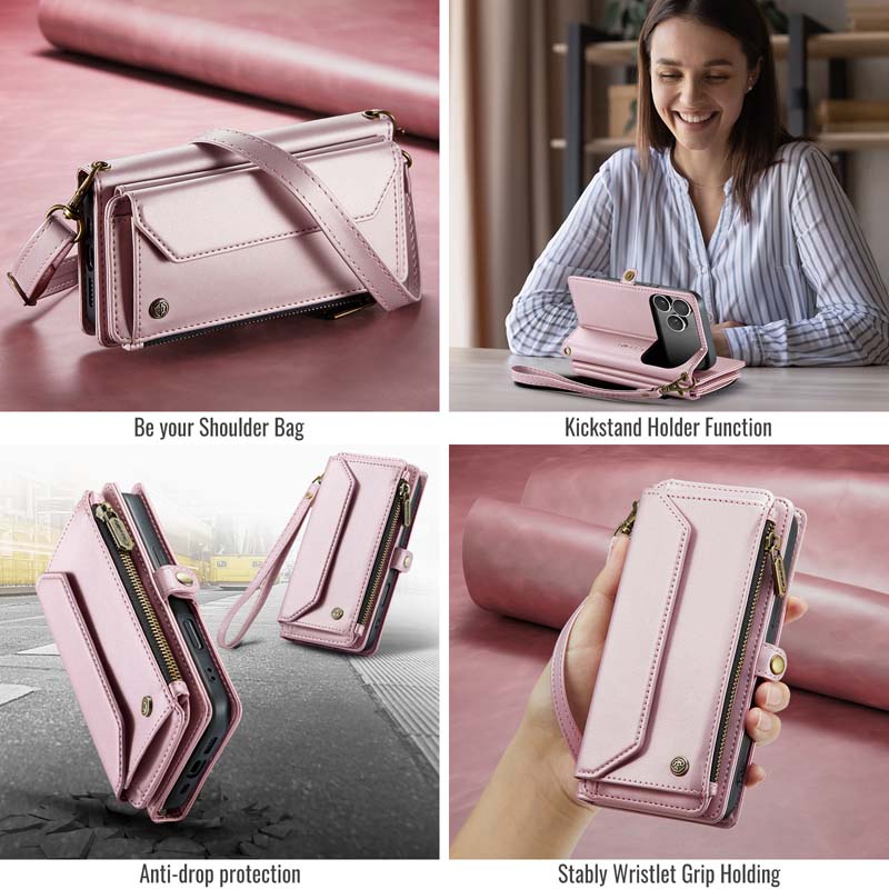 CaseMe Crossbody RFID Phone Bag Pink