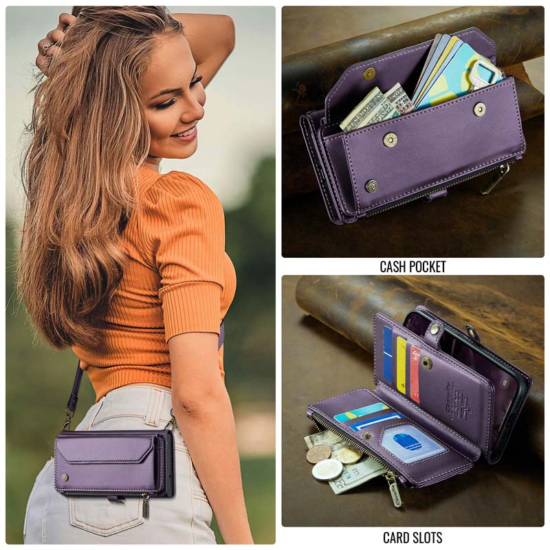 CaseMe Crossbody RFID Phone Bag Purple