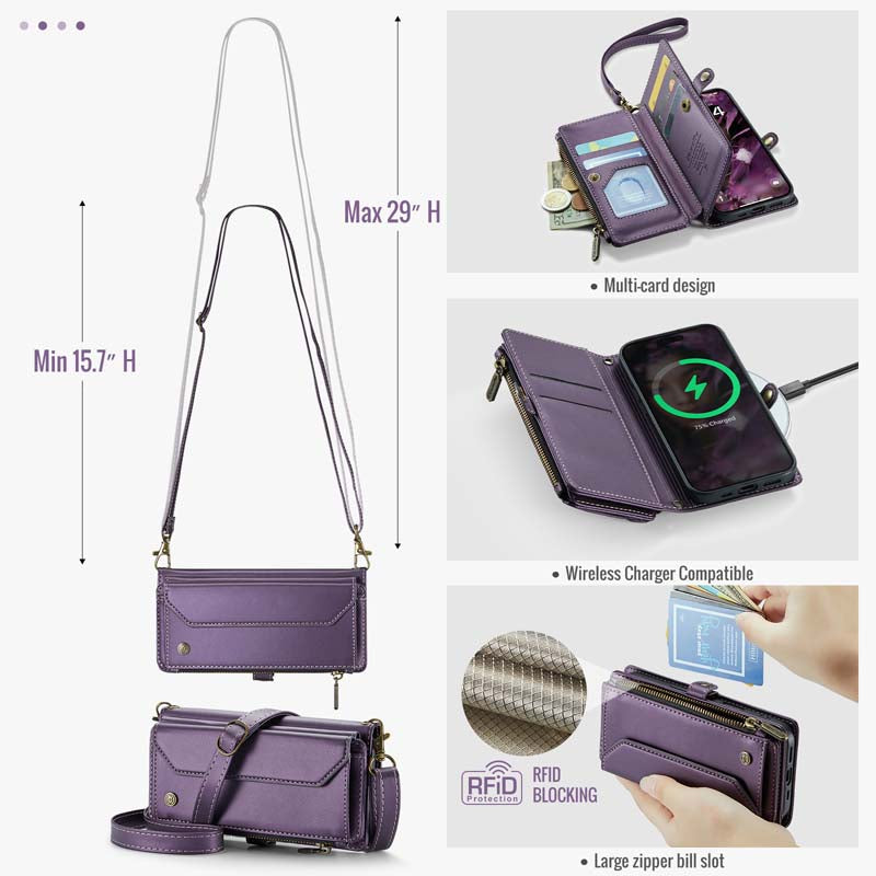 CaseMe Crossbody RFID Phone Bag Purple