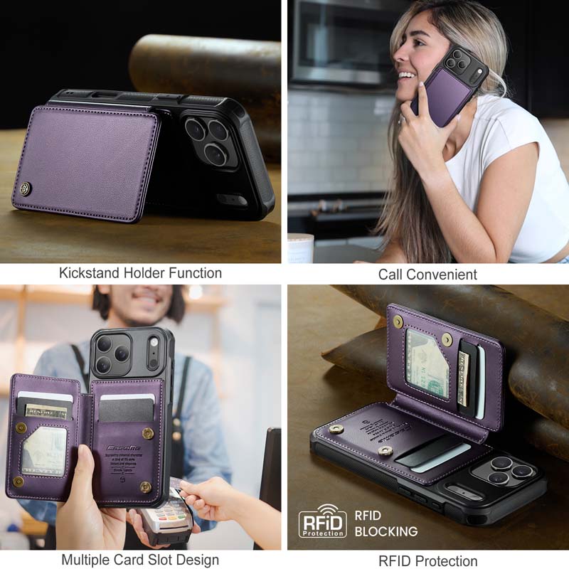 CaseMe Cardholder RFID Phone Case Purple