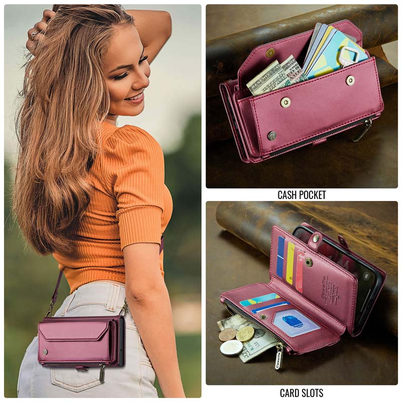 CaseMe Crossbody RFID Phone Bag Red