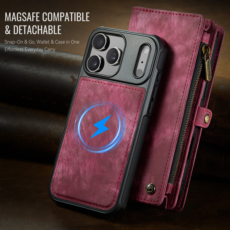 CaseMe Zipper Wallet Detachable Case Red